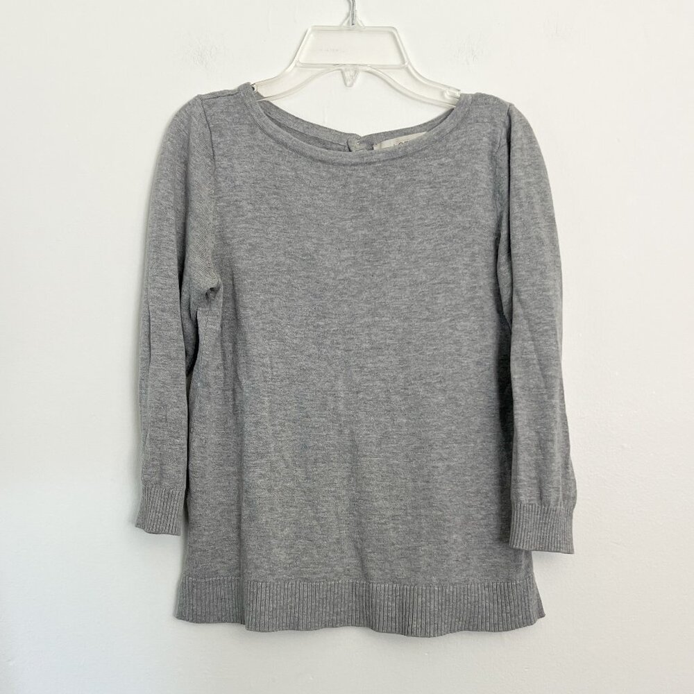LOFT // heather gray button up back sweater XS
